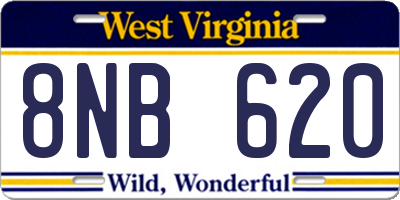 WV license plate 8NB620