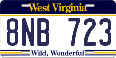 WV license plate 8NB723