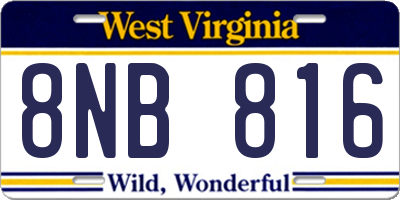 WV license plate 8NB816