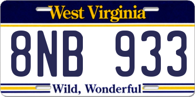 WV license plate 8NB933