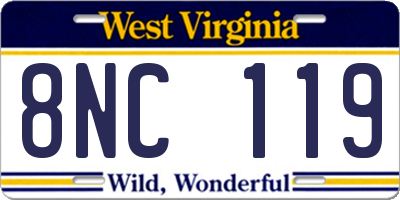 WV license plate 8NC119