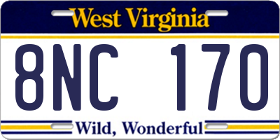 WV license plate 8NC170