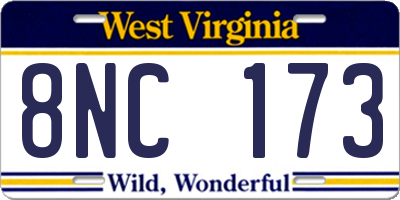 WV license plate 8NC173