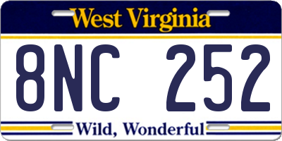 WV license plate 8NC252