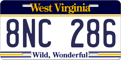 WV license plate 8NC286
