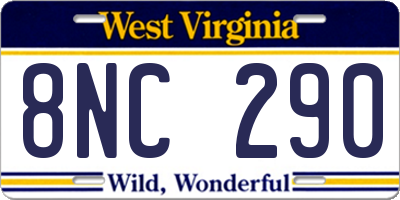 WV license plate 8NC290
