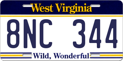 WV license plate 8NC344