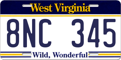 WV license plate 8NC345