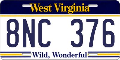 WV license plate 8NC376