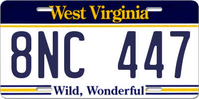 WV license plate 8NC447