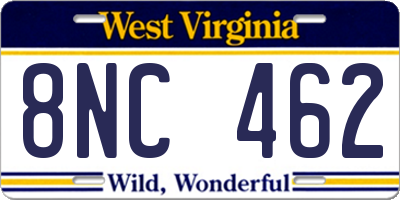 WV license plate 8NC462