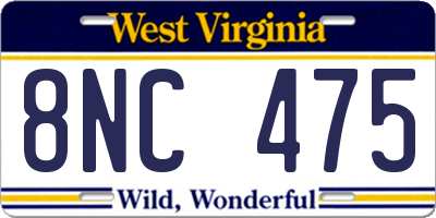 WV license plate 8NC475