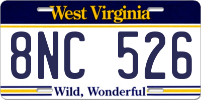 WV license plate 8NC526