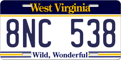 WV license plate 8NC538