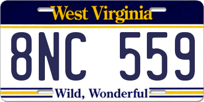 WV license plate 8NC559