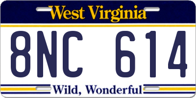 WV license plate 8NC614