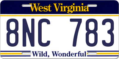 WV license plate 8NC783