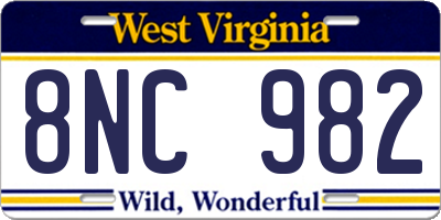 WV license plate 8NC982