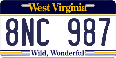 WV license plate 8NC987
