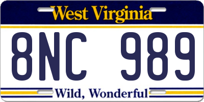 WV license plate 8NC989