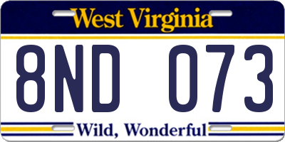 WV license plate 8ND073
