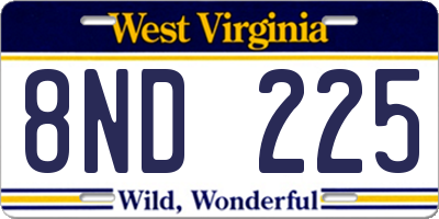 WV license plate 8ND225
