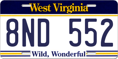 WV license plate 8ND552