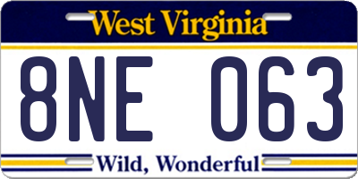 WV license plate 8NE063