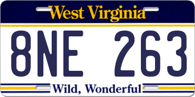 WV license plate 8NE263