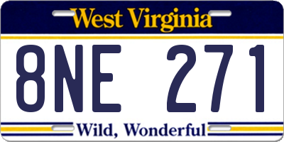 WV license plate 8NE271
