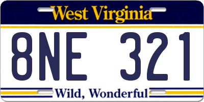 WV license plate 8NE321