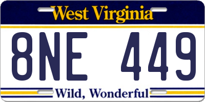 WV license plate 8NE449