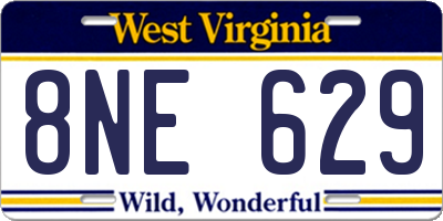 WV license plate 8NE629