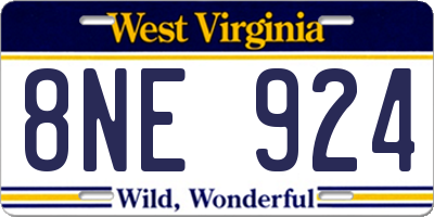 WV license plate 8NE924