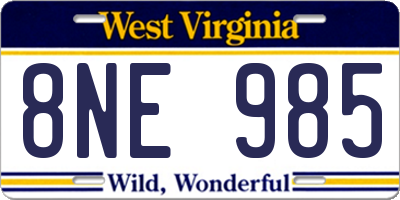 WV license plate 8NE985