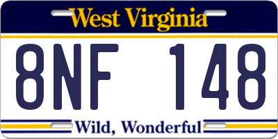 WV license plate 8NF148