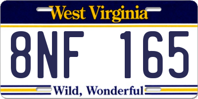 WV license plate 8NF165
