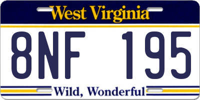 WV license plate 8NF195
