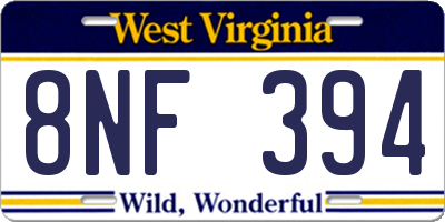 WV license plate 8NF394