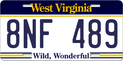 WV license plate 8NF489