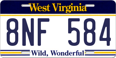 WV license plate 8NF584
