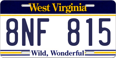 WV license plate 8NF815