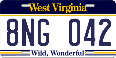 WV license plate 8NG042