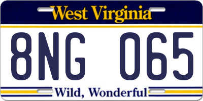 WV license plate 8NG065