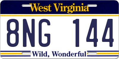 WV license plate 8NG144
