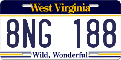 WV license plate 8NG188