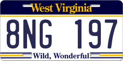 WV license plate 8NG197
