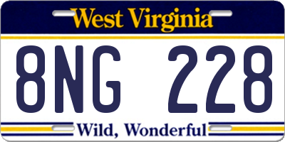 WV license plate 8NG228