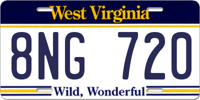 WV license plate 8NG720