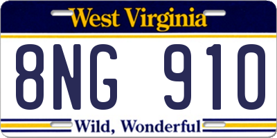 WV license plate 8NG910